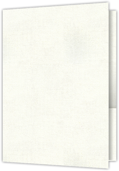 White Hopsack 90lb 6 x 9 Two Pocket Half Size Folders with 3 Inch Pockets