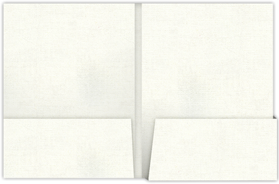White Hopsack 90lb 9 x 12 Two Pocket Folders with 4 1/4 Inch Deep Box Pockets and 1/4 Inch Expansion with Double Score Spine