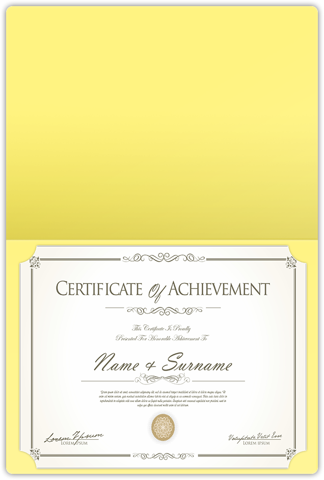 Canary Smooth 140lb 9 1/2 x 12 Landscape or Portrait Certificate Holders with Rounded Corner Slits