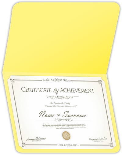 Canary Smooth 140lb 9 1/2 x 12 Landscape or Portrait Certificate Holders with Rounded Corner Slits