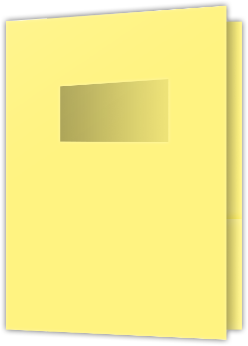 Canary Smooth 140lb 9 x 12 Two Pocket Folders with 4 Inch Pockets and 2 x 4 Window