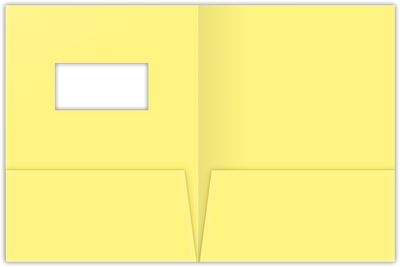 Canary Smooth 140lb 9 x 12 Two Pocket Folders with 4 Inch Pockets and 2 x 4 Window