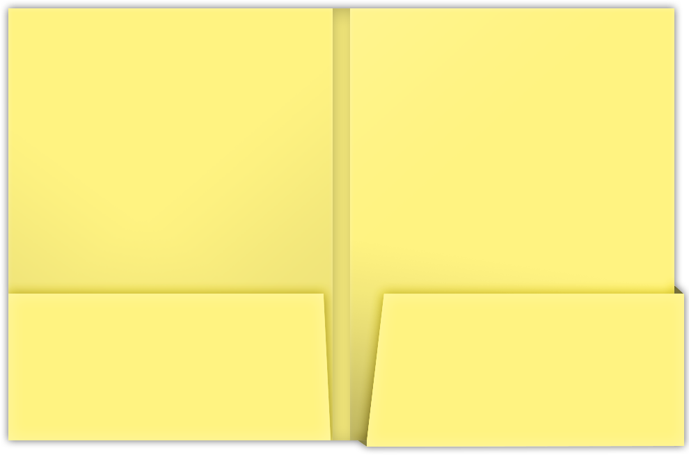 Canary Smooth 140lb 9 x 12 Two Pocket Folders with 4 1/4 Inch Deep Box Pockets and 1/4 Inch Expansion with Double Score Spine
