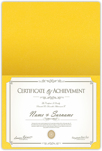 Lemon Drop Vellum 100lb 9 1/2 x 12 Landscape or Portrait Certificate Holders with Rounded Corner Slits