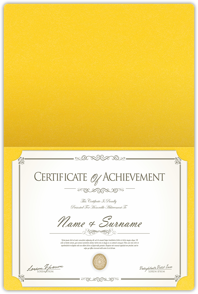 Lemon Drop Vellum 100lb 9 1/2 x 12 Landscape or Portrait Certificate Holders with Rounded Corner Slits
