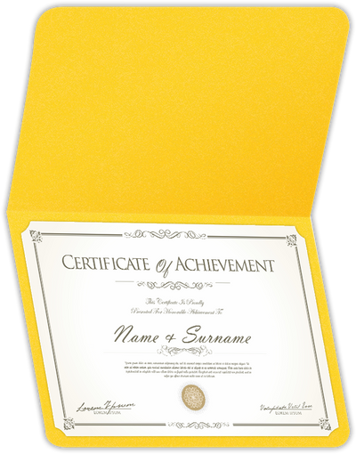 Lemon Drop Vellum 100lb 9 1/2 x 12 Landscape or Portrait Certificate Holders with Rounded Corner Slits
