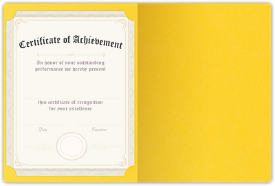 Lemon Drop Vellum 100lb 9 1/2 x 12 Landscape or Portrait Certificate Holders with Rounded Corner Slits