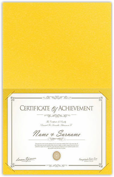 Lemon Drop Vellum 100lb 9 1/2 x 12 Landscape or Portrait Certificate Holders with Square Corner Slits (Holds 8 1/2 x 11 Certificate)