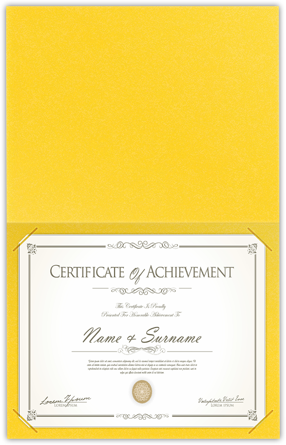Lemon Drop Vellum 100lb 9 1/2 x 12 Landscape or Portrait Certificate Holders with Square Corner Slits (Holds 8 1/2 x 11 Certificate)