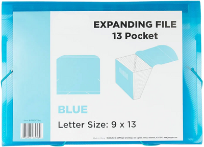 Blue Letter Size 13 Pocket Expanding Files (9 x 13)