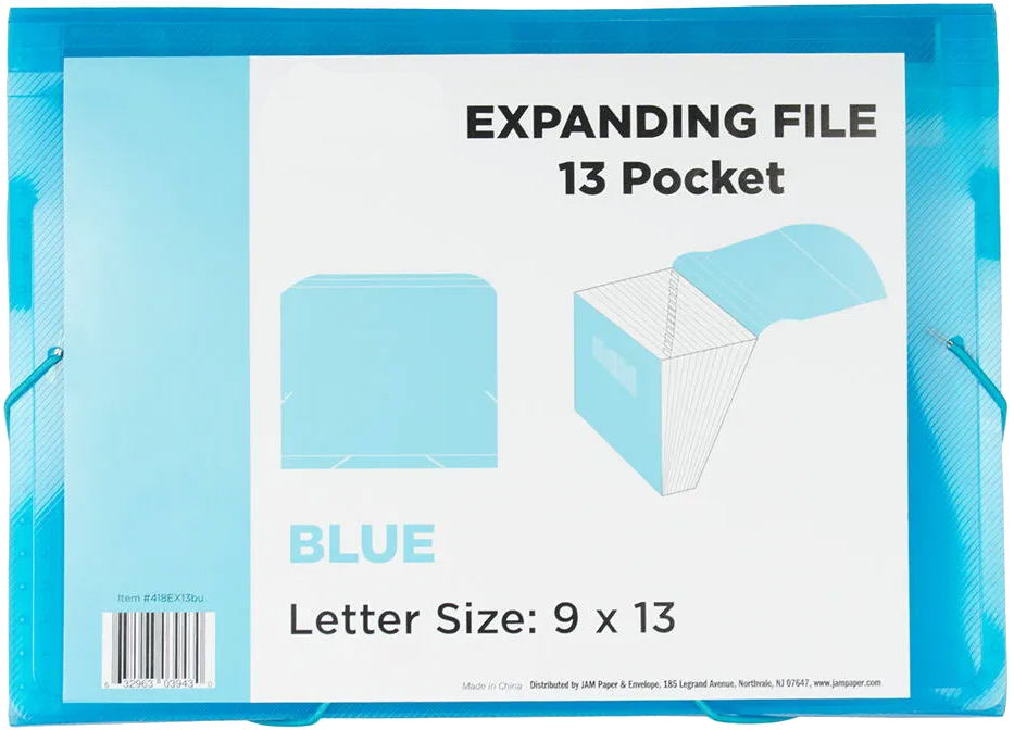 Blue Letter Size 13 Pocket Expanding Files (9 x 13)