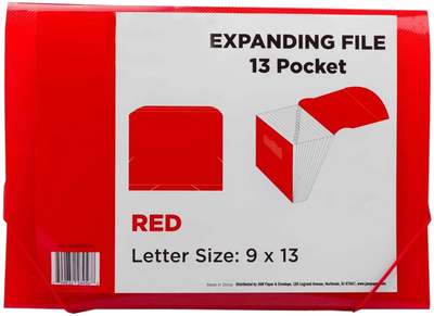 Red Letter Size 13 Pocket Expanding Files (9 x 13)