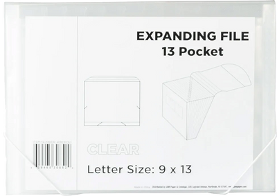 Clear Letter Size 13 Pocket Expanding Files (9 x 13)