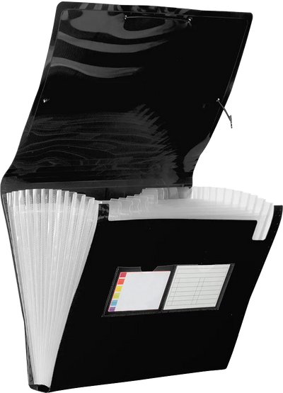 Black Letter Size 13 Pocket Expanding Files (9 x 13)