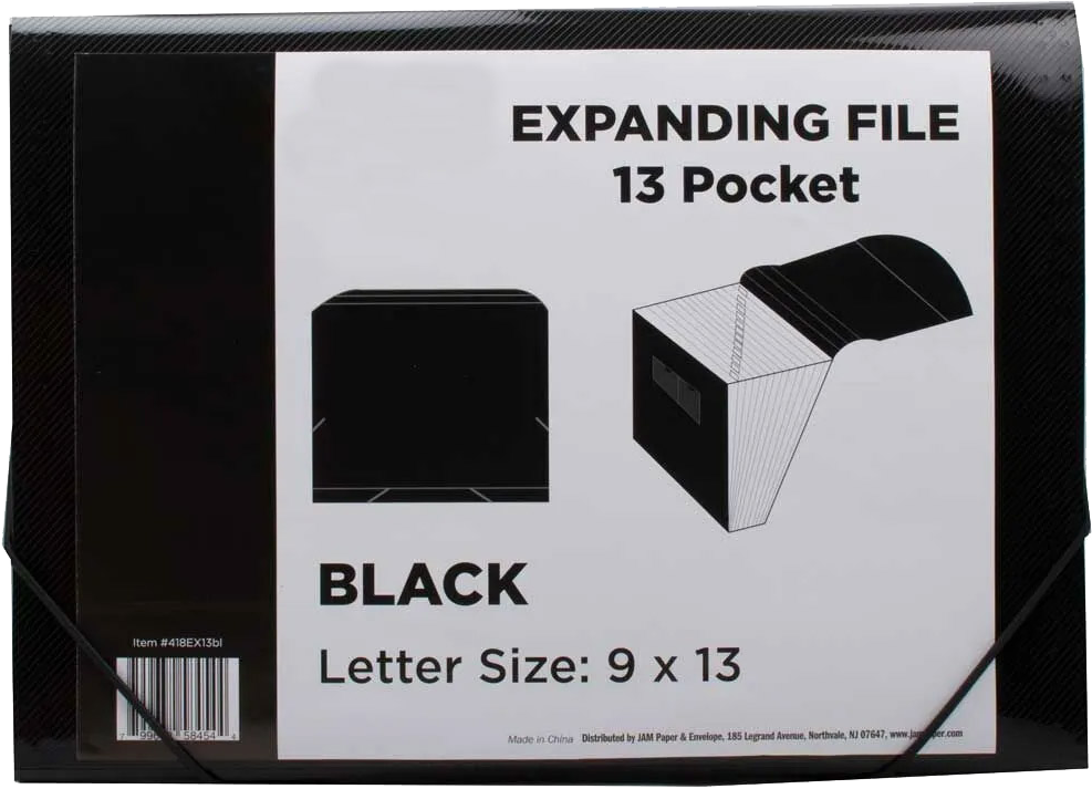 Black Letter Size 13 Pocket Expanding Files (9 x 13)