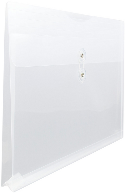 Clear Letter Booklet Plastic Envelopes (9 3/4 x 13) with Button & String