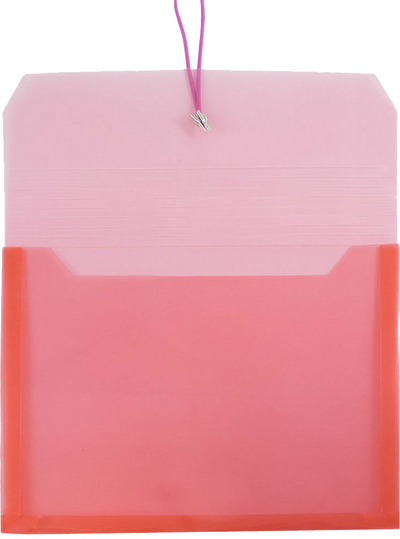 Red Letter (9 3/4 x 13) Booklet with 2 5/8" Expansion Plastic Envelopes with Elastic Plastic