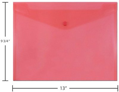 Red Letter Booklet Plastic Envelopes (9 3/4 x 13) with Snap Closure