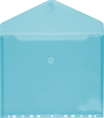 Blue Letter Booklet 3 Hole Punch with Plastic Envelopes (9 1/2 x 11 1/2) with Hook and Loop Closure