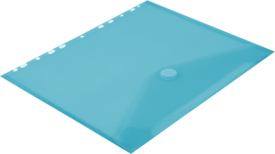 Blue Letter Booklet 3 Hole Punch with Plastic Envelopes (9 1/2 x 11 1/2) with Hook and Loop Closure
