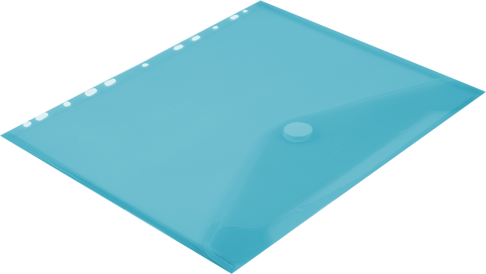 Blue Letter Booklet 3 Hole Punch with Plastic Envelopes (9 1/2 x 11 1/2) with Hook and Loop Closure