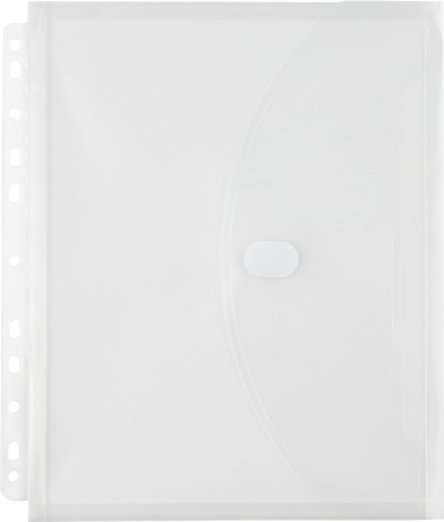 Clear Letter Booklet 3 Hole Punch with 1" Expansion Plastic Envelopes (9 1/2 x 11 1/2) with Hook and Loop Closure