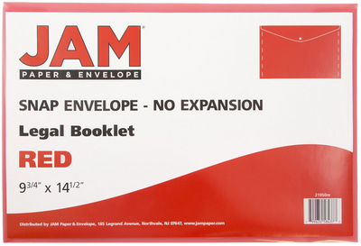 Red Legal Booklet Plastic Envelopes (9 3/4 x 14 1/2) with Snap Closure