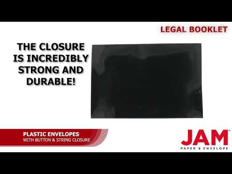 Black Legal Open End Plastic Envelopes (9 3/4 x 14 1/2) with Button & String