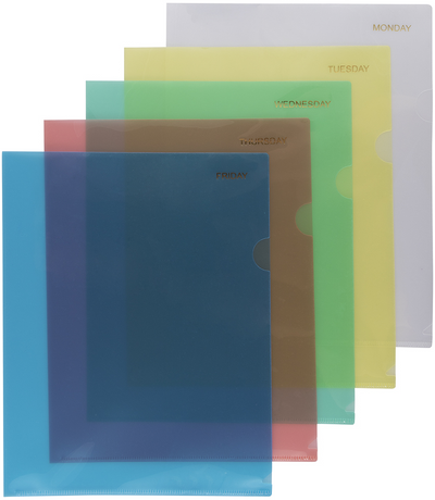 Assorted Days of the Week Plastic Sleeves - 5 Pack