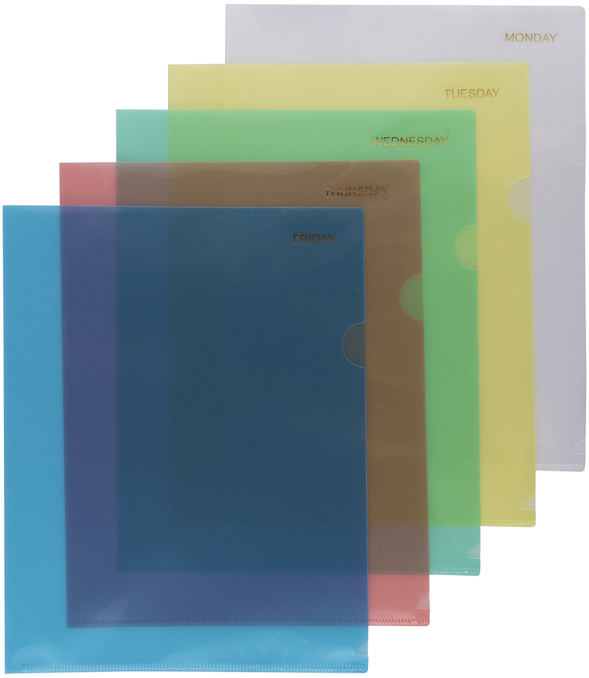 Assorted Days of the Week Plastic Sleeves - 5 Pack