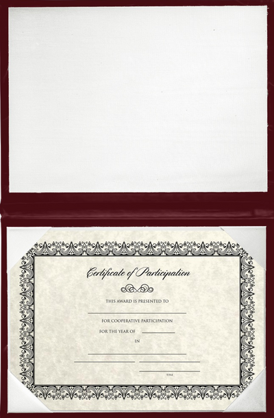 11 1/2 x 14 1/2 Landscape Padded Diploma Covers (Holds 11 x 14 Document) - Maroon