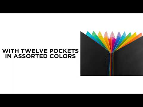 Black with Assorted Letter Size 12 Pocket Expanding Files (9 x 13)