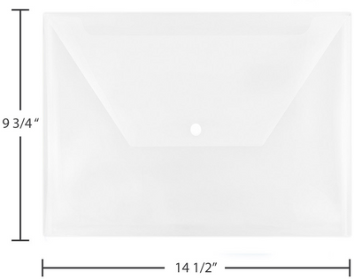 Clear Legal Booklet Plastic Envelopes (9 3/4 x 14 1/2) with Snap Closure