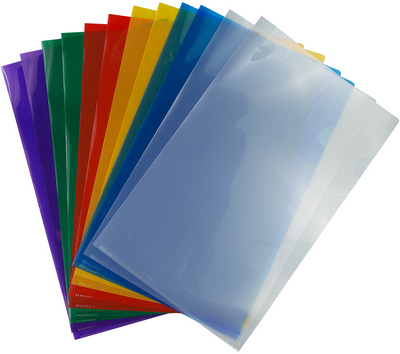 Assorted Color Legal Plastic Sleeves - 12 Pack