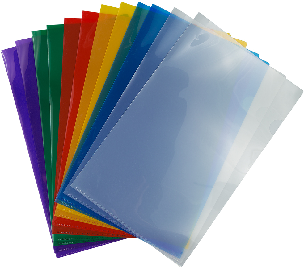 Assorted Color Legal Plastic Sleeves - 12 Pack