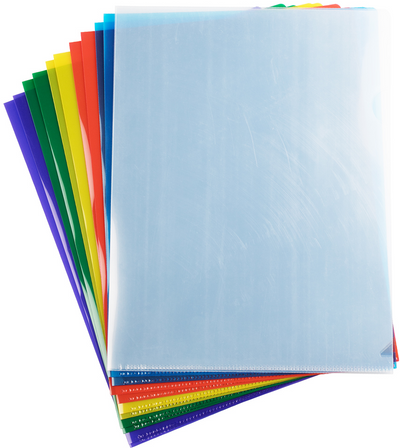 Assorted Color 9 x 11 1/2 Plastic Sleeves - 12 Pack