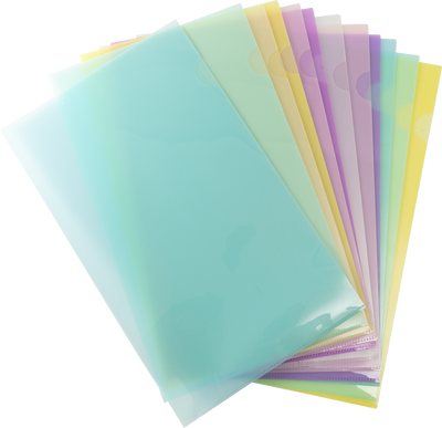 Assorted Color Legal 9 x 14 1/2 Plastic Sleeves - 12 Pack