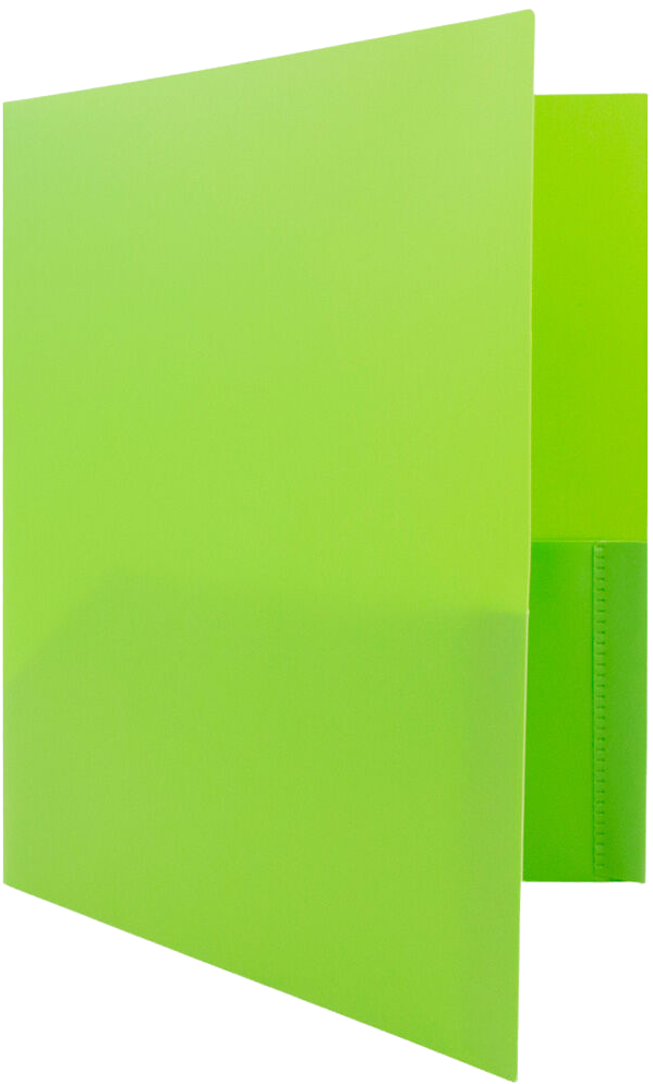 Lime Green 9 x 12 Plastic Pop Folders with Clasp
