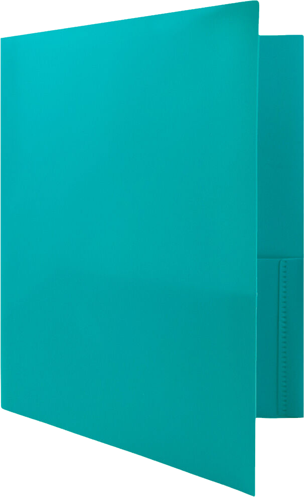 Teal Blue 9 x 12 Plastic Pop Folders with Clasp