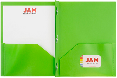 Lime Green 9 x 12 Plastic Pop Folders with Clasp