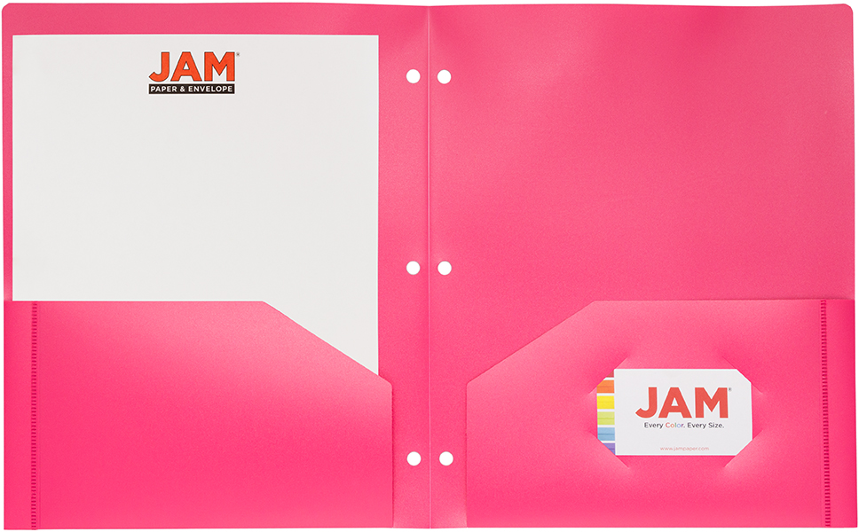 Assorted Fashion 9 1/2 x 11 1/2 Plastic Pop 3 Hole Punch Folders - 6 Pack