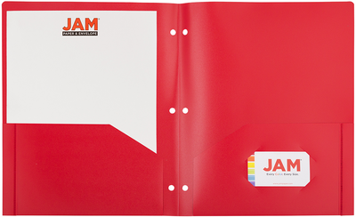 Assorted Primary 9 1/2 x 11 1/2 Plastic Pop 3 Hole Punch Folders - 6 Pack