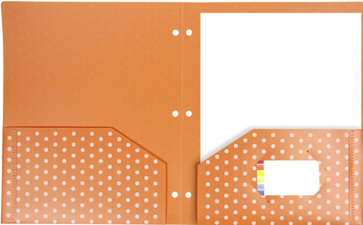 Assorted Dot Fashion Plastic Pop 3 Hole Punch Folders - 6 Pack