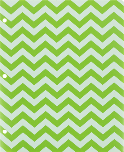 Assorted Chevron 9 ½ x 11 5/8 Plastic 3 Hole Punch Folders - 6 Pack