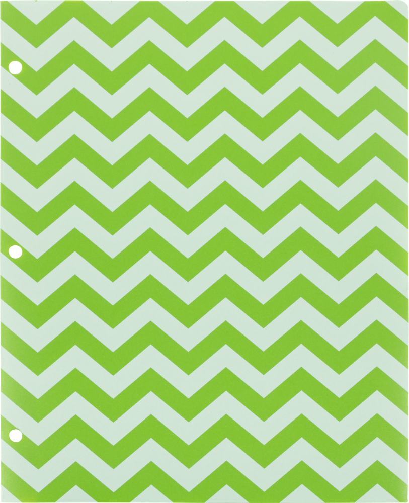 Assorted Chevron 9 ½ x 11 5/8 Plastic 3 Hole Punch Folders - 6 Pack