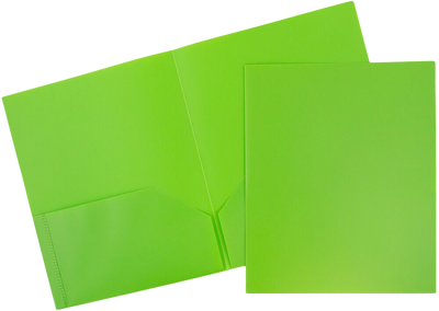 Lime Green 9 x 12 Plastic Pop Folders