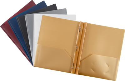 Assorted Professional 9 x 12 Plastic Pop with Clasp Folders - 6 Pack