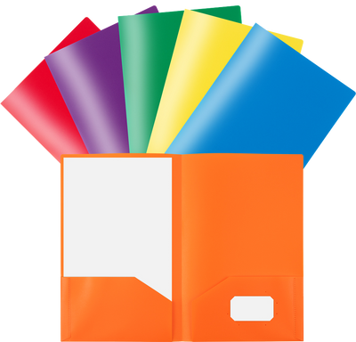 Assorted Primary Plastic Pop Folders Legal 9 x 14 1/2 - 6 Pack