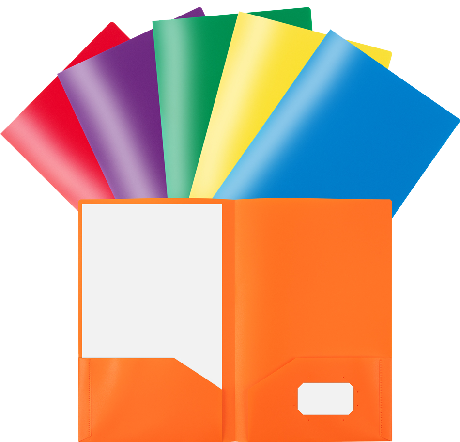 Assorted Primary Plastic Pop Folders Legal 9 x 14 1/2 - 6 Pack