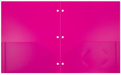 Assorted Fashion 9 x 12 Plastic Heavy Duty 3 Hole Punch Folders - 6 Pack